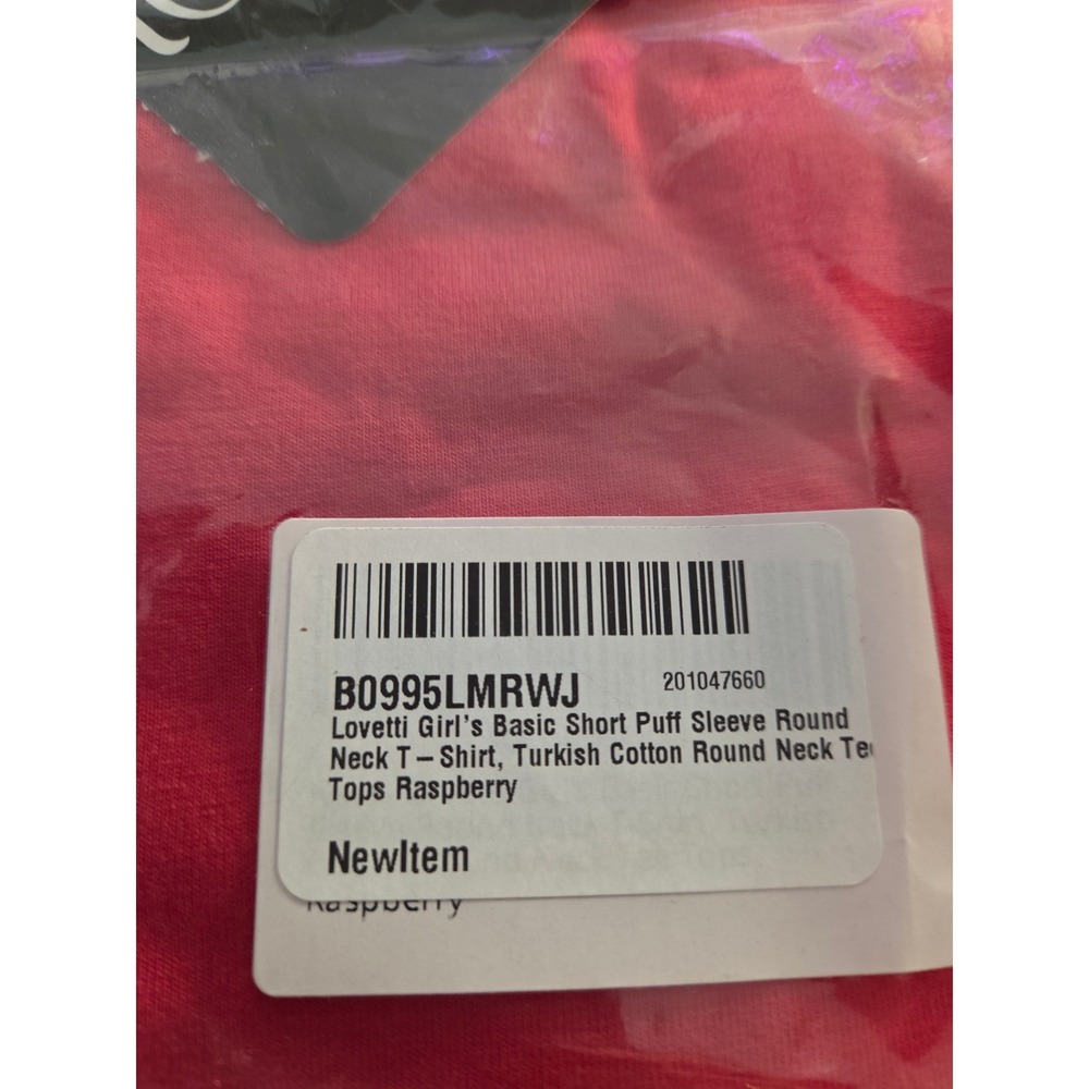 Lovetti Girls Raspberry Turkish Cotton Puff Sleeve Round Neck T-Shirt New - Picture 2 of 4